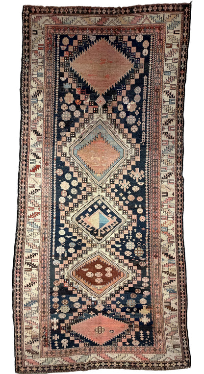 Antique Hand-Knotted Russian Kazak Rug - 4'9"x10'2"