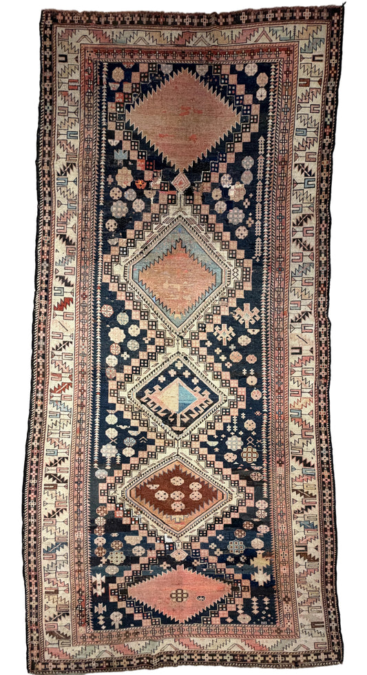 Antique Hand-Knotted Russian Kazak Rug - 4'9"x10'2"