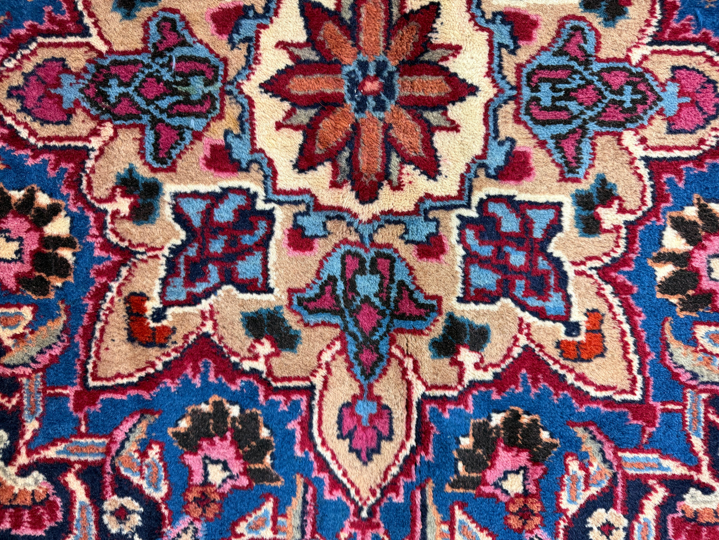 9’7”x12’6” Vintage Hand-Knotted Wool Sarouk Persian Rug 9x12 Red Handmade Carpet