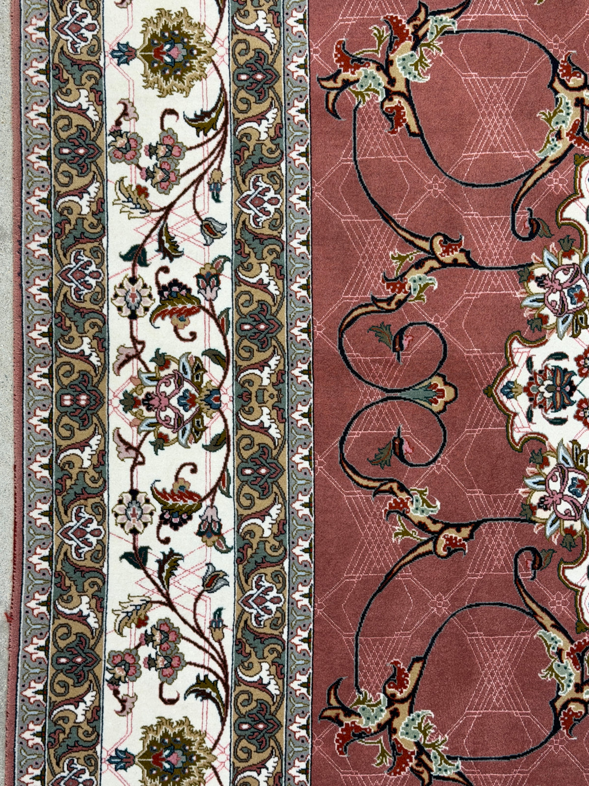 Hand-Knotted 60 Raj Persian Tabriz Rug - 6'8"x10'4"