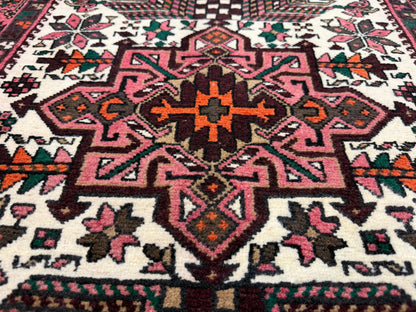 3’1”x18’4” Hand-Knotted Wool Heriz Persian Runner 3x18 Handmade Pink Rug