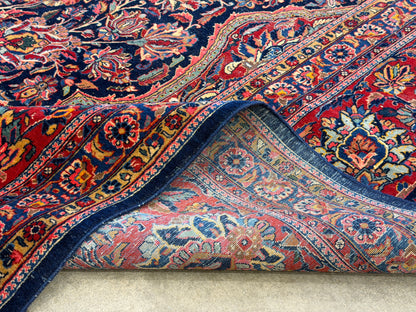 10’x13’7” Very Fine Antique Hand-Knotted Persian Kashan Area Rug