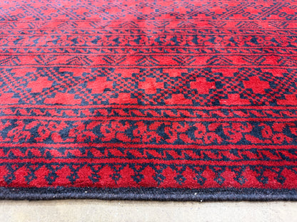 10’x14’ Hand-Knotted Wool Afghan Khalmohammadi Rug 10x14 Red All-Over Handmade Carpet