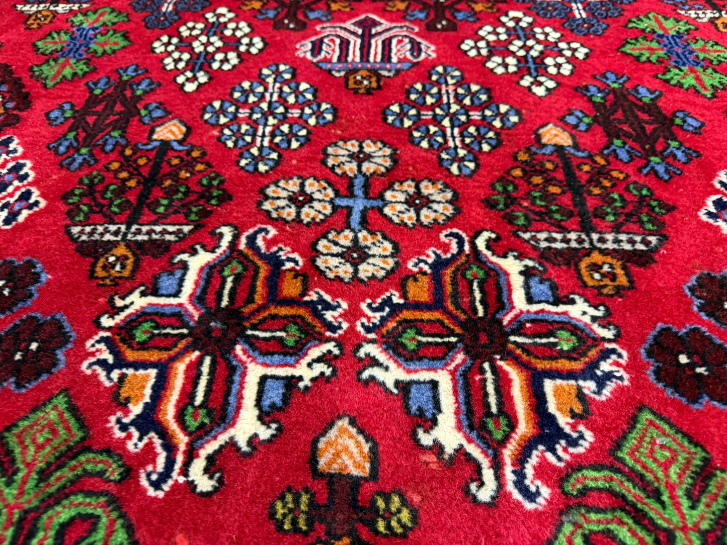 4’2”x13’3” Hand-Knotted Wool Joshaghan Persian Runner 4x13 Handmade Red Carpet