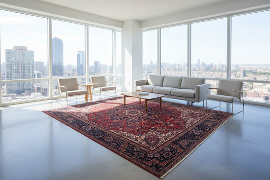 Hand-Knotted Persian Heriz Rug - 9’8”x13’2”