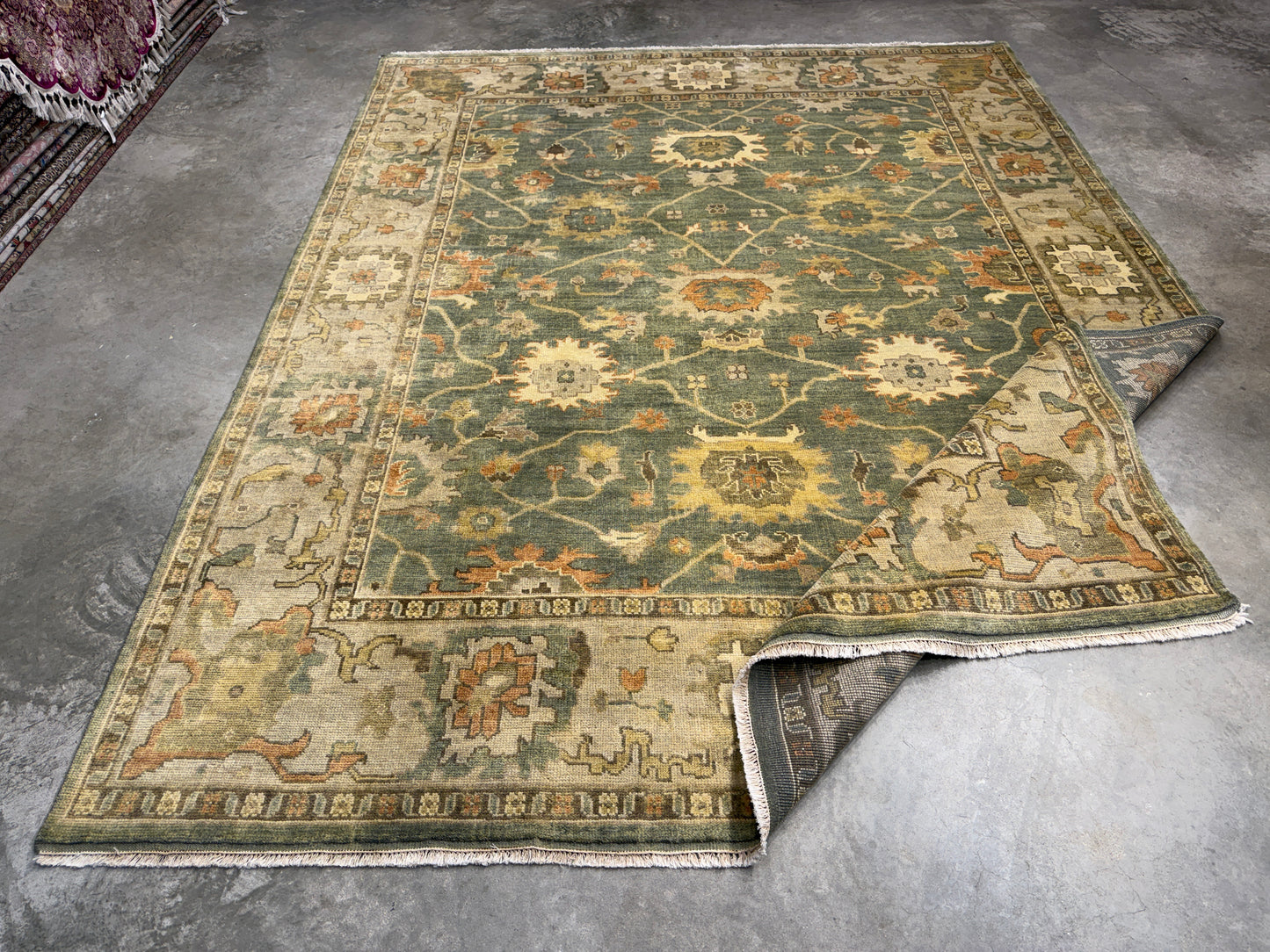 8’x10’ Hand-Knotted Wool Oushak Area Rug
