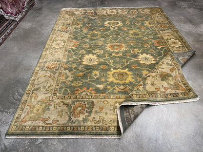 8’x10’ Hand-Knotted Wool Oushak Area Rug