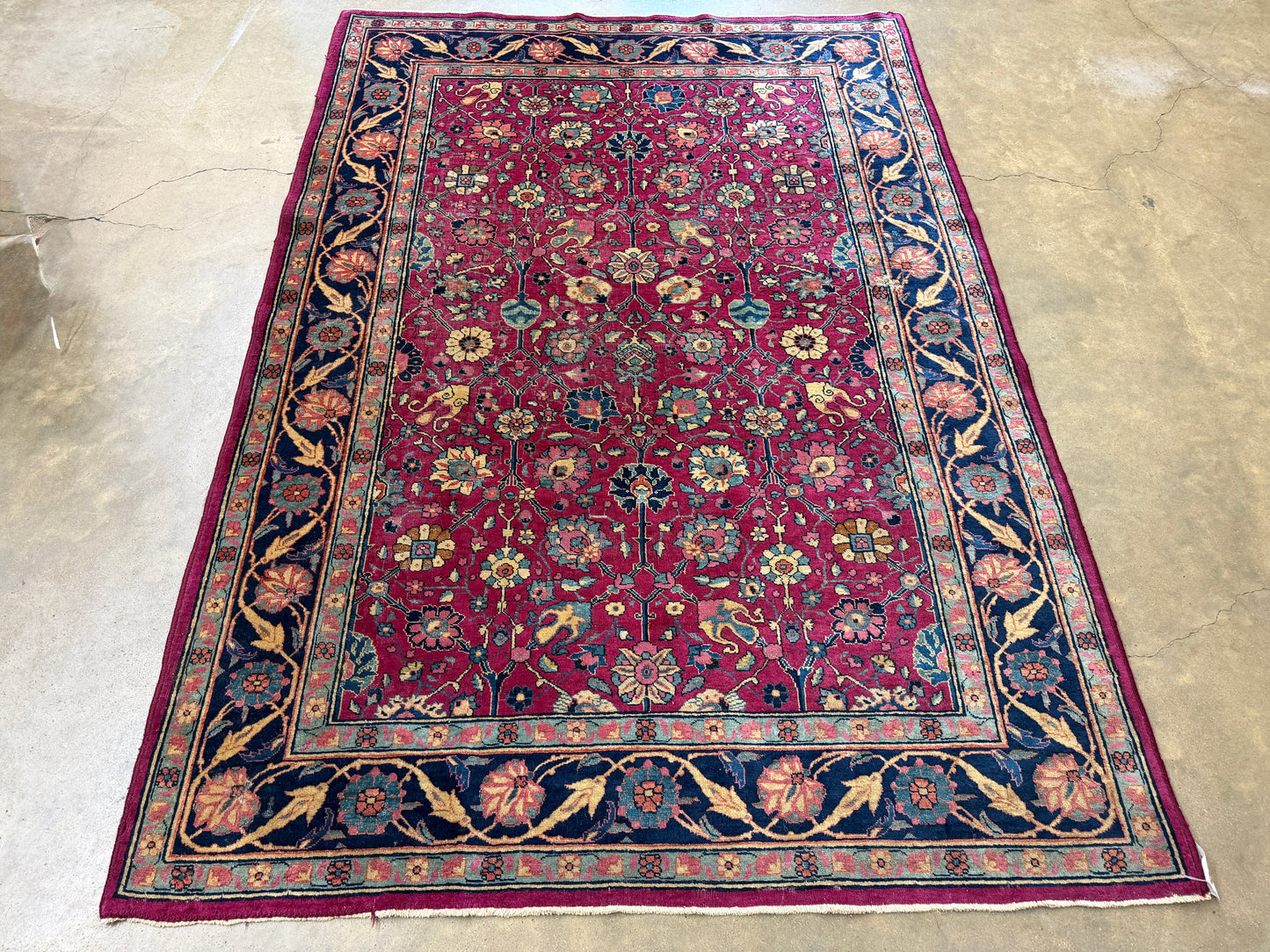 Hand-Knotted Antique Persian Kashan Rug - 4’5”x6’4”