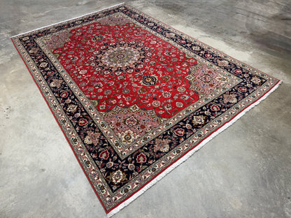 Hand-Knotted 60 Raj Persian Tabriz Rug - 6'7"x9'10"