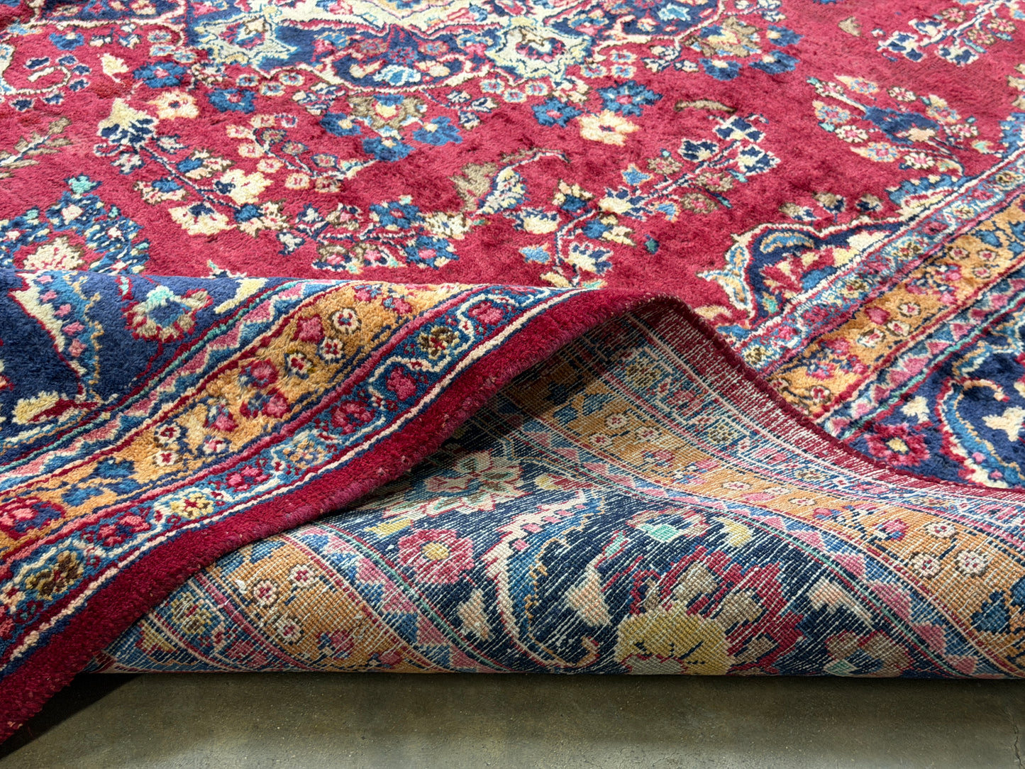 Hand-Knotted Wool Mashad Rug - 9’7”x12’5”