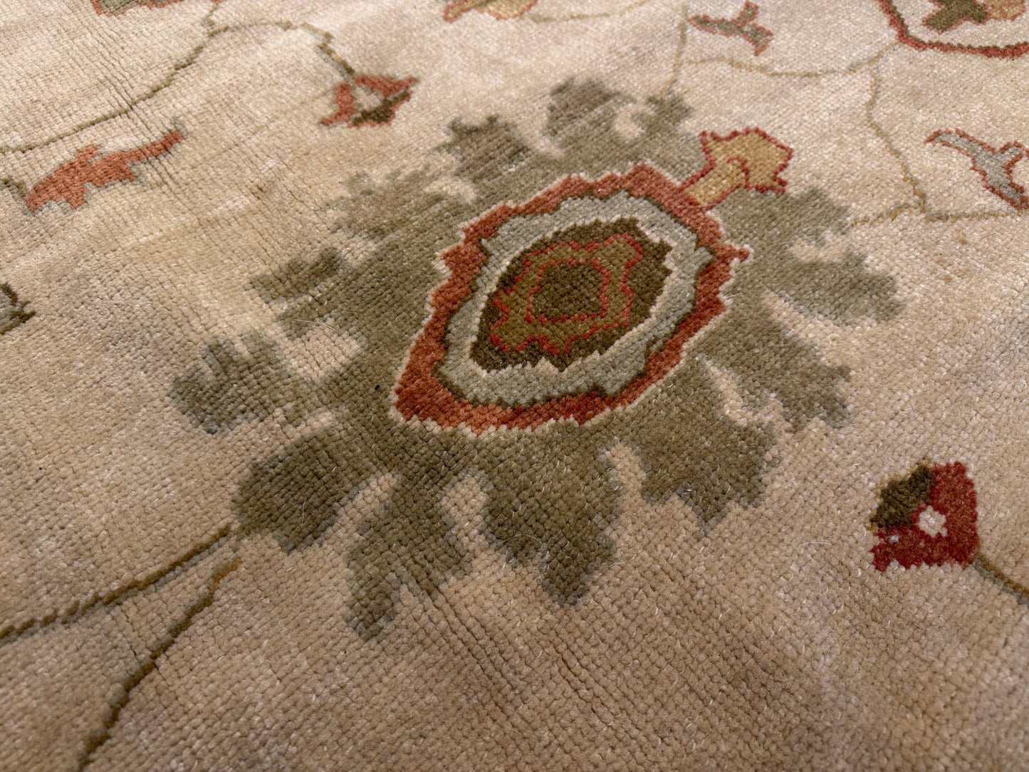 13’1”x16’2” Hand-Knotted Wool Oushak Area Rug Handmade All-over Carpet