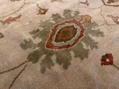 13’1”x16’2” Hand-Knotted Wool Oushak Area Rug Handmade All-over Carpet