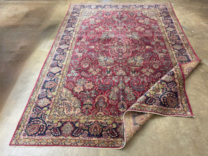 9’11”x13’6” Antique Hand-Knotted Fine Kork Wool Persian Sarouk Area Rug Handmade