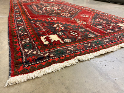 Hand-Knotted Persian Hamadan Rug - 4'2"x8'
