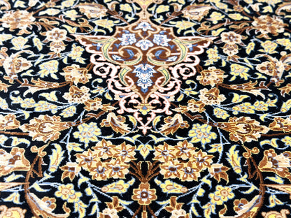 Luxurious Hand-Knotted 100% Silk Persian Qum Rug - Signed Ahmadi - 6'5"x9'10"