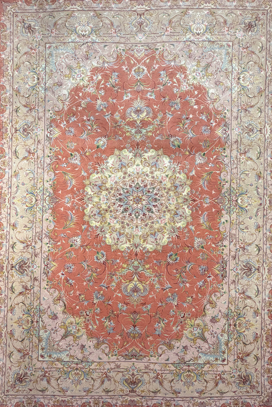 Hand-Knotted 60 Raj Persian Tabriz Rug - Signed Beheshti - 6’7”x9’9”