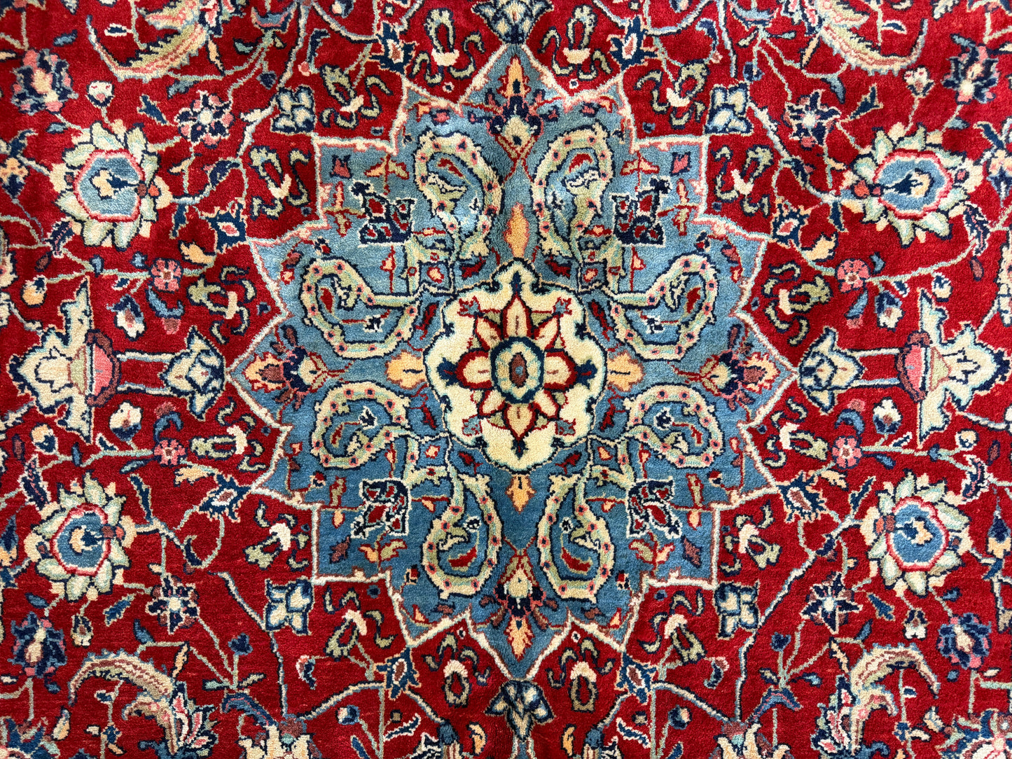 8’4”x12’8” Hand-Knotted Wool Sarouk Persian Rug 8x12 Red Handmade Carpet
