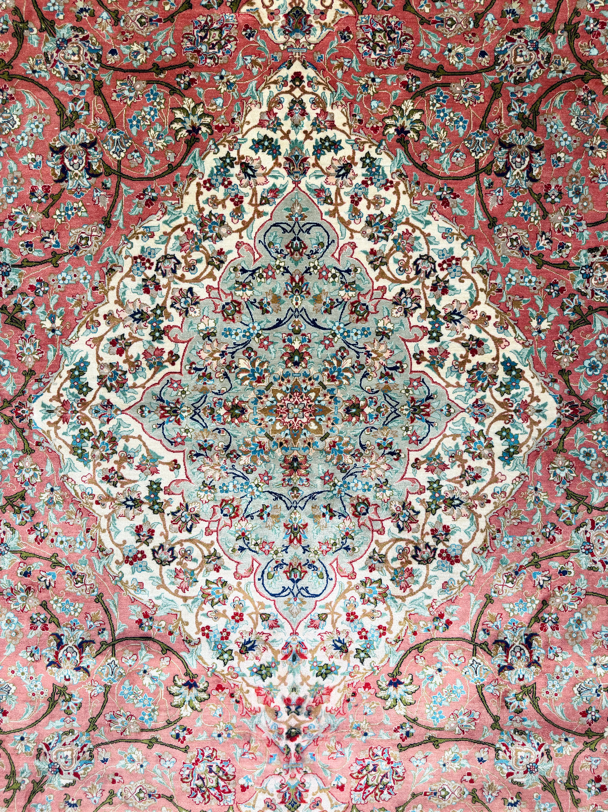 Luxurious Hand-Knotted 100% Silk Persian Qum Rug - 6'5"x9'5"