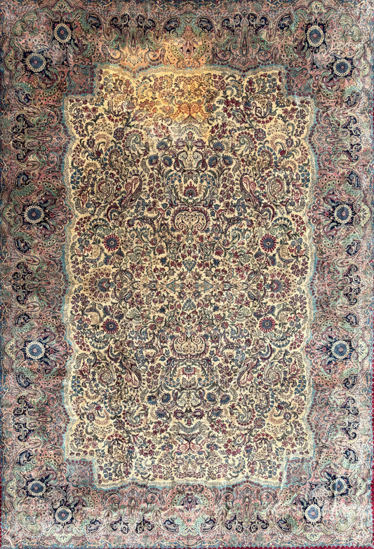 Hand-Knotted 60 Raj Persian Lavar Kerman Rug - 13’10”x19’11”
