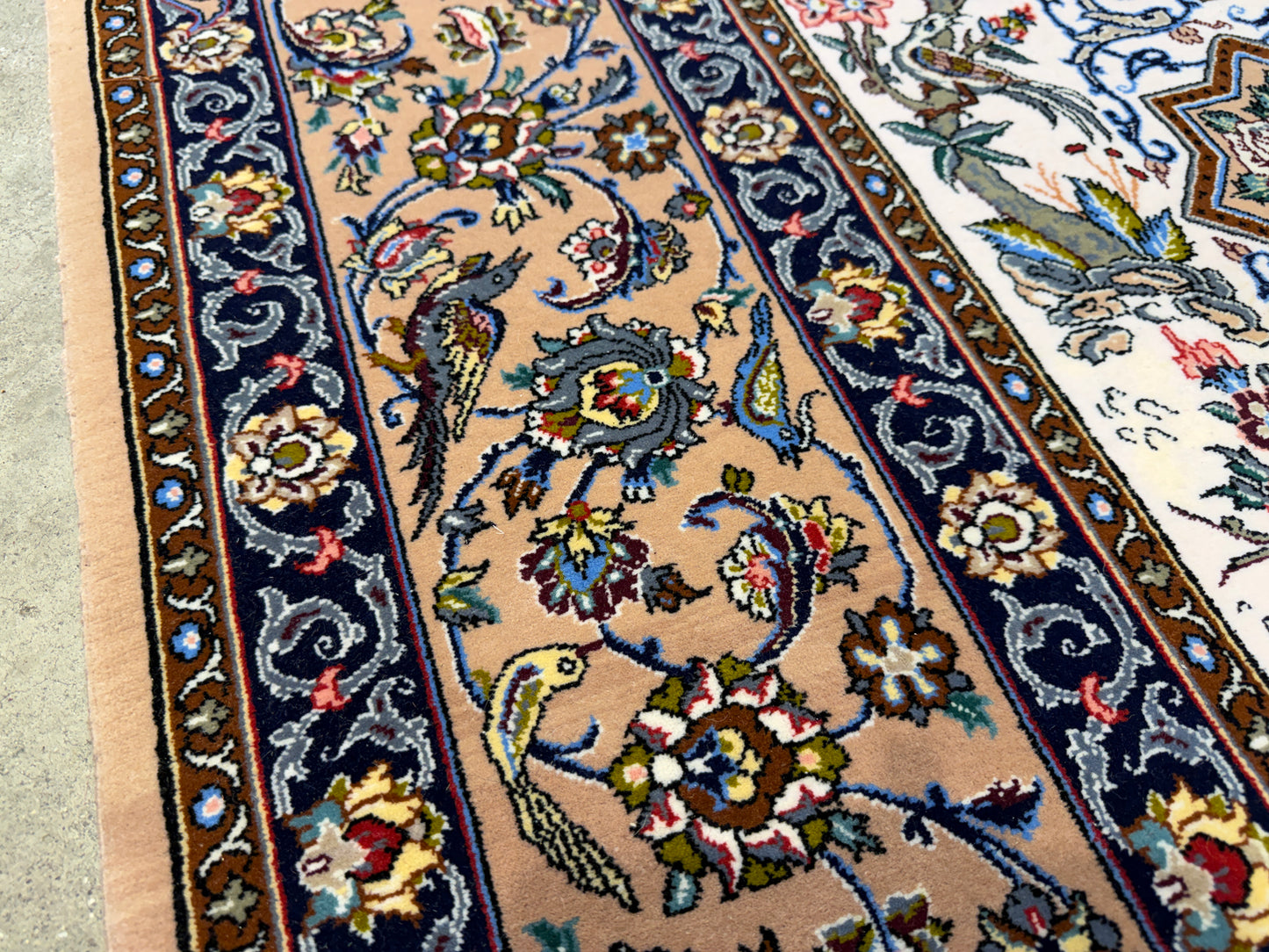 Hand-Knotted Persian Isfahan Rug -Garden of Birds- Signed Fakharian - 4’9”x7’2”