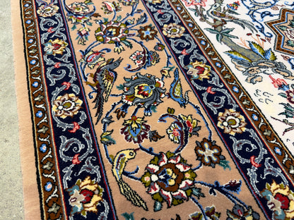 Hand-Knotted Persian Isfahan Rug -Garden of Birds- Signed Fakharian - 4’9”x7’2”