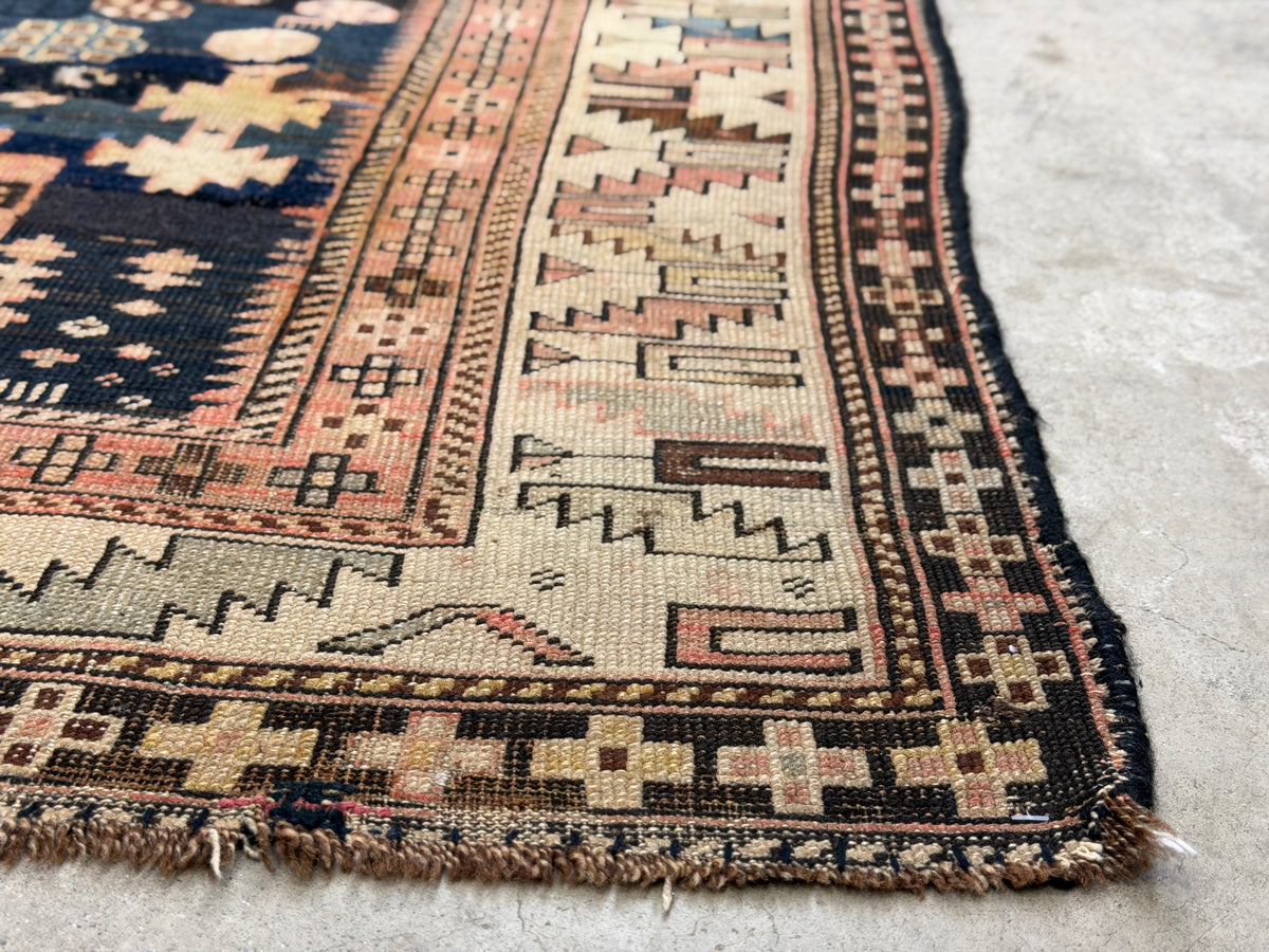 Antique Hand-Knotted Russian Kazak Rug - 4'9"x10'2"
