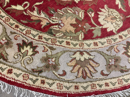 8’ Diameter Hand-Knotted Wool Indian Round Oriental Rug - 8x8 Handmade Carpet