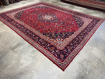 9’6”x12’6” Hand-Knotted Persian Kashan Area Rug