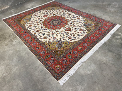 Hand-Knotted 60 Raj Persian Tabriz Rug - 6'9"x8'1"