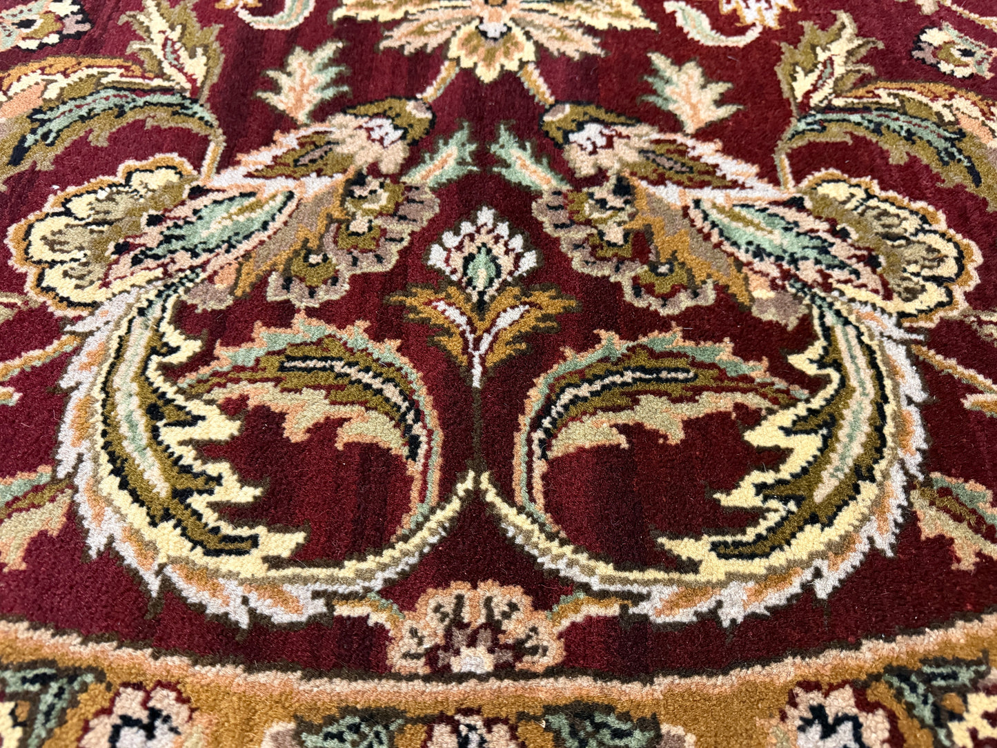 8’ Diameter Hand-Knotted Wool Indian Round Oriental Rug - 8x8 Handmade Carpet