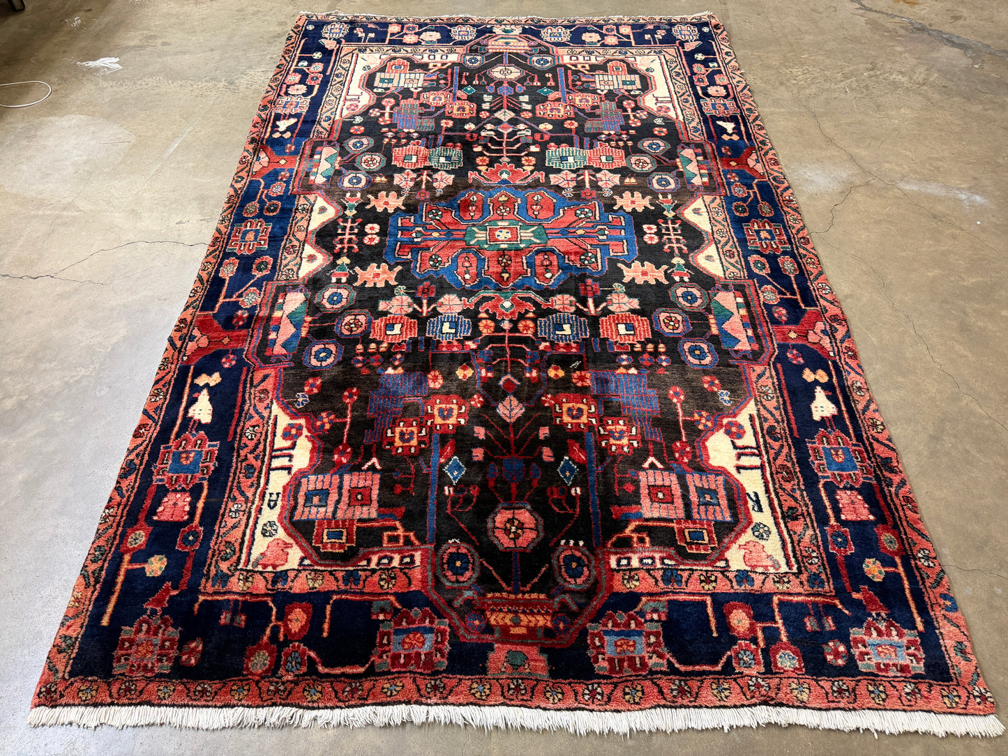 5’6”x8’6” Vintage Hand-Knotted Wool Nahavand Persian Rug 5x8 Handmade Tribal Carpet