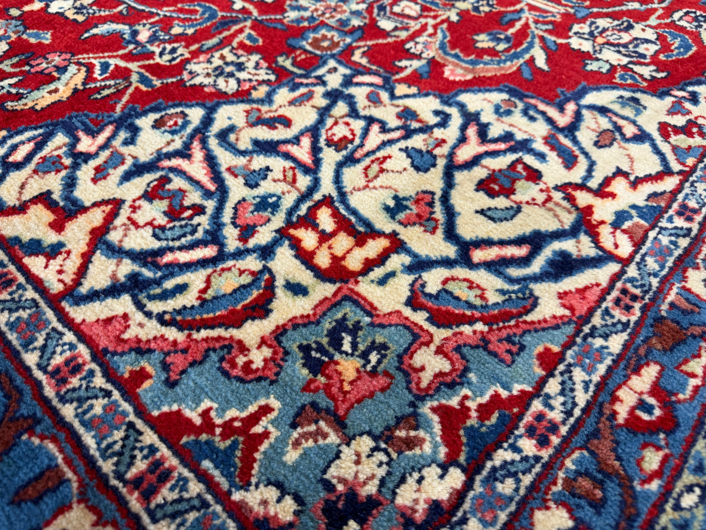 8’4”x12’8” Hand-Knotted Wool Sarouk Persian Rug 8x12 Red Handmade Carpet