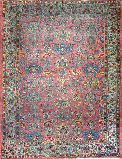 Antique Hand-Knotted Persian Tabriz Rug - 9’x11’7”