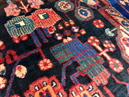 5’6”x8’6” Vintage Hand-Knotted Wool Nahavand Persian Rug 5x8 Handmade Tribal Carpet