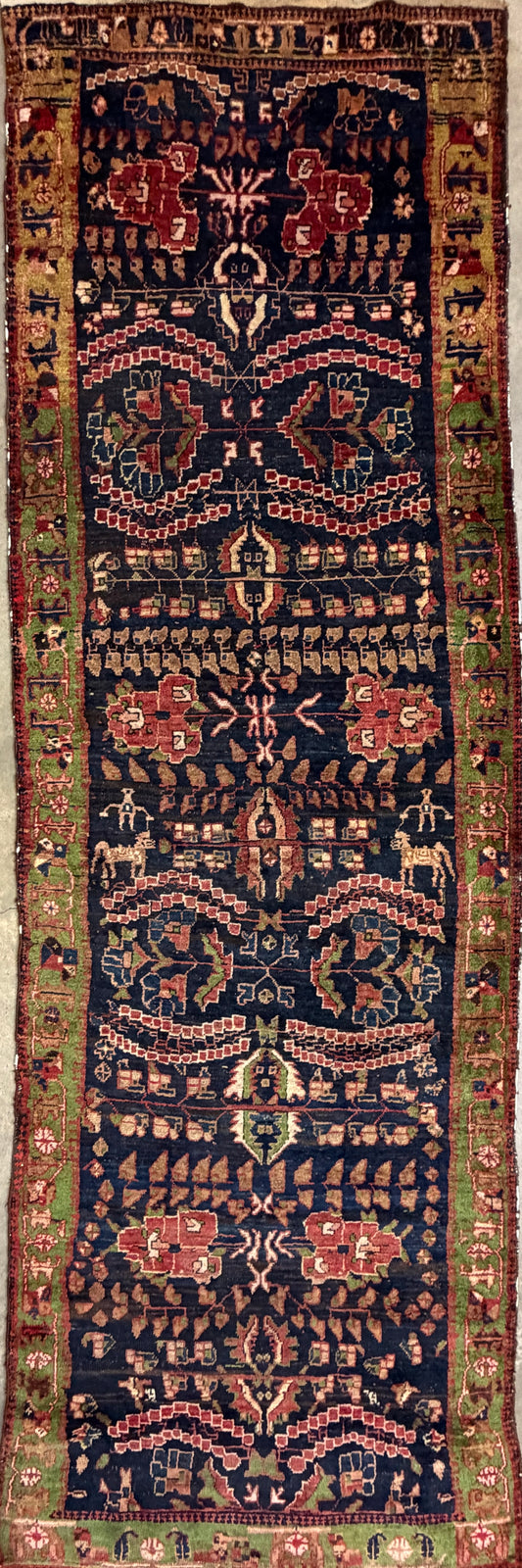 Hand-Knotted Antique Persian Kurdish Runner - 3’9”x11’8”