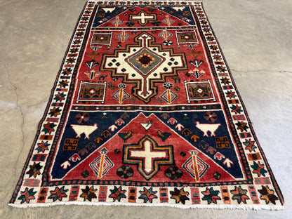 Hand-Knotted Persian Hamadan Rug - 4'6"x6'9"