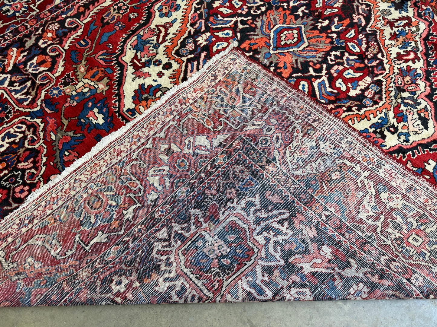 10’1”x12’3” Vintage Hand-Knotted Wool Bakhtiari Persian Rug 10x12 Red Handmade Carpet