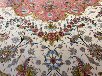 11’4”x16’2” Very Fine Hand-Knotted Persian Tabriz 80 Raj Signed Area Rug