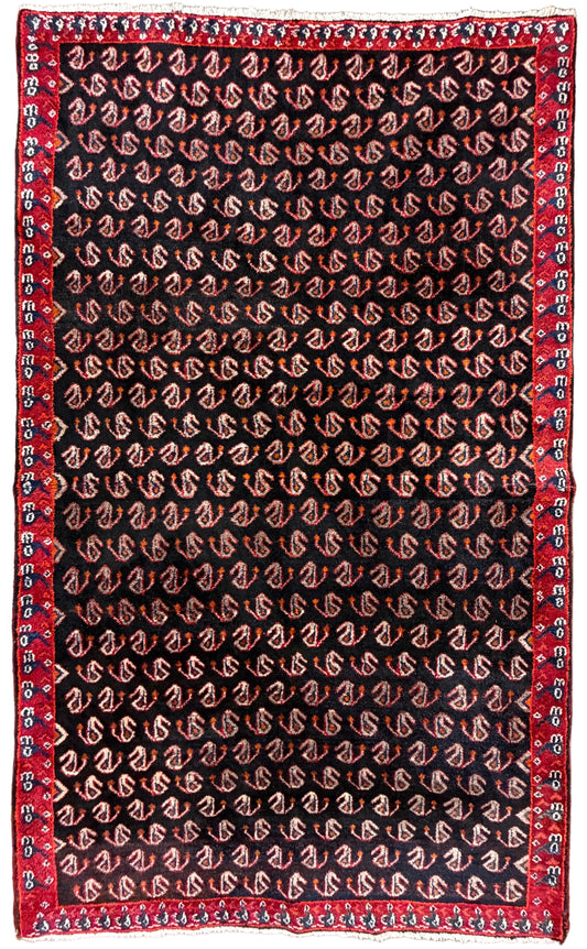 Hand-Knotted Persian Hamadan Rug - 5'x8'1"