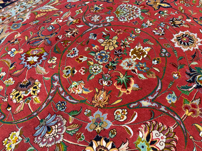 9’8”x13’4” Very Fine Hand-Knotted Persian Tabriz 80 Raj Signed Gharabaghi Area Rug
