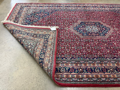 6’x9’ Fine Hand-Knotted Wool IndoBidjar Persian Rug 6x9 Burgundy All-Over Handmade Carpet