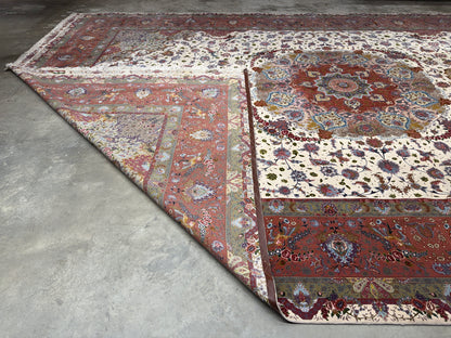 13’x19’10” Very Fine Hand-Knotted 80 Raj Persian Tabriz Rug - Signed