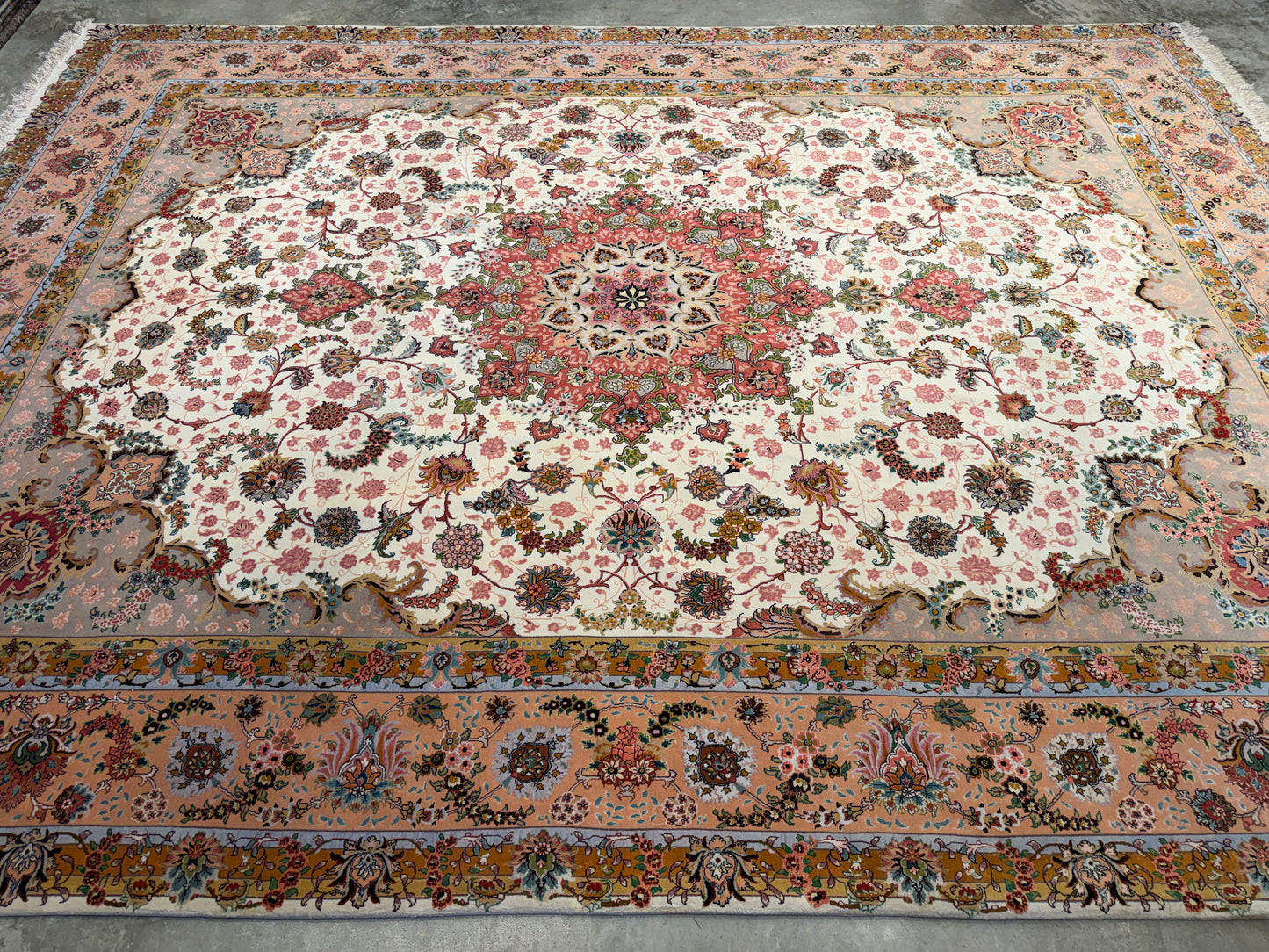 Hand-Knotted 70 Raj Persian Tabriz Rug - 10’x13’5”