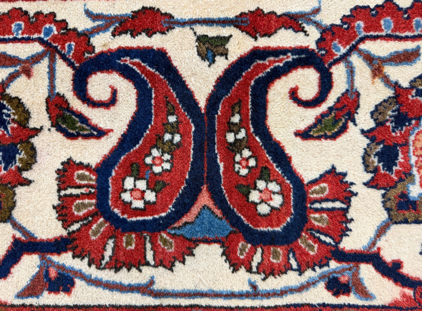 10’2”x14’2” Very Fine Vintage Hand-Knotted Wool Isfahan Persian Rug 10x14 Red All-Over Handmade Carpet