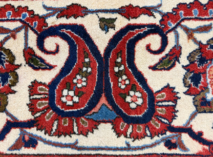 10’2”x14’2” Very Fine Vintage Hand-Knotted Wool Isfahan Persian Rug 10x14 Red All-Over Handmade Carpet