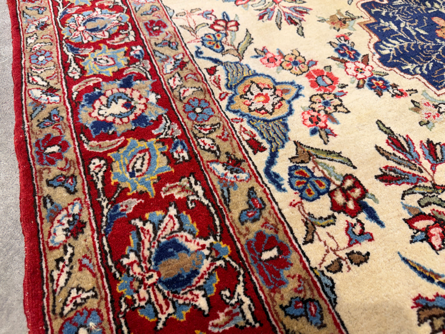 Hand-Knotted Antique Persian Qum Rug - 4’6”x7’2”