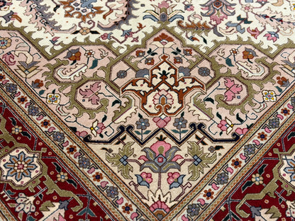 Hand-Knotted 60 Raj Persian Tabriz Heriz Rug - 6'8"x10'
