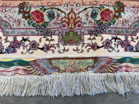 9’9”x13’9” Very Fine Hand-Knotted Persian Tabriz 80 Raj Signed Area Rug