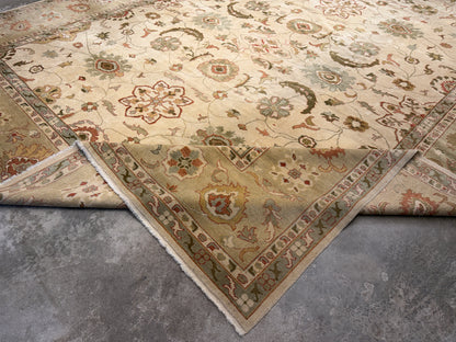 13’1”x16’2” Hand-Knotted Wool Oushak Area Rug Handmade All-over Carpet