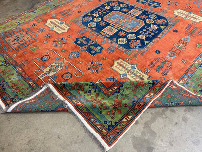 8’10”x11’ Hand-Knotted Wool Kazak Area Rug
